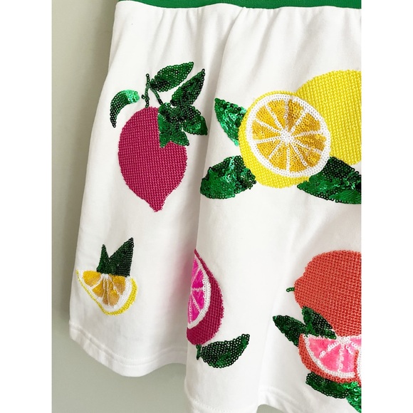 Queen of Sparkles fruit theme sequins mini skirt sz L - Picture 8 of 12
